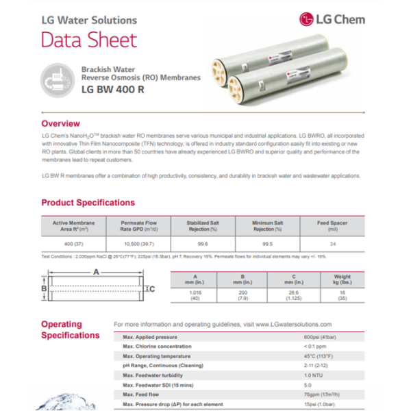 LG TERS OZMOS MEMBRANLARI
