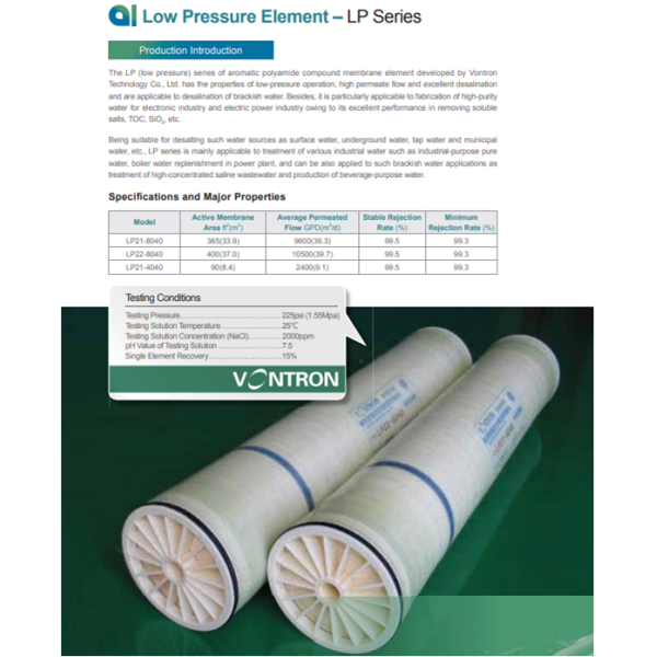 VONTRON TERS OZMOZ MEMBRANLARI